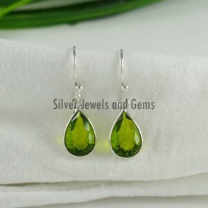 Natural Peridot Earrings-handmade Bezel Earrings-teardrop Peridot Earrings-925 Sterling Silver Earrings-gift For Her-dangle Drop Earrings