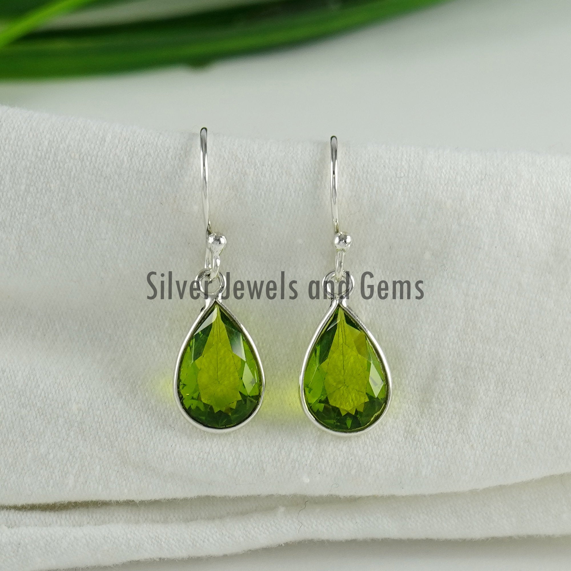 Natural Peridot Earrings-handmade Bezel Earrings-teardrop Peridot Earrings-925 Sterling Silver Earrings-gift For Her-dangle Drop Earrings
