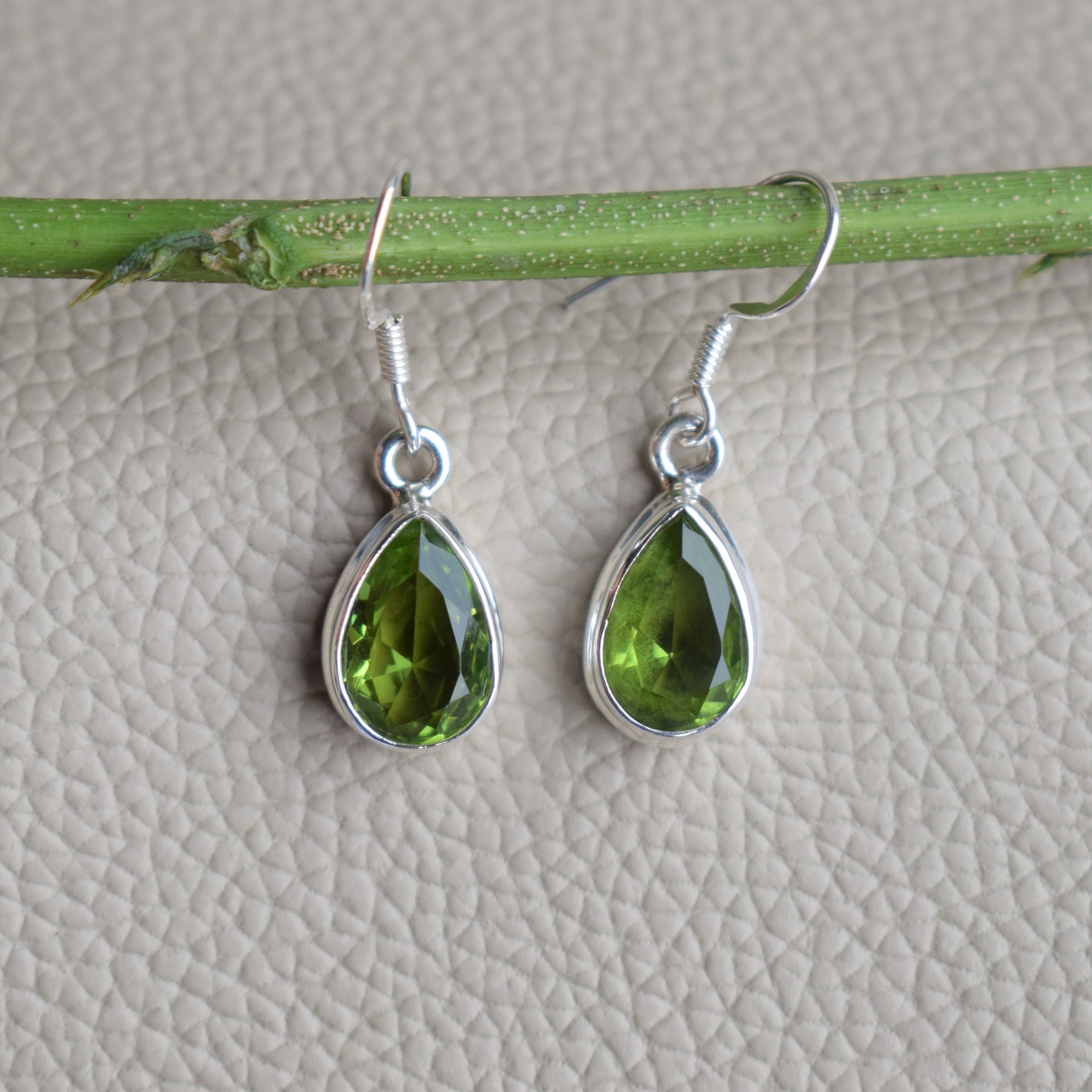 Natural Peridot Earrings- Handmade Silver Earrings-teardrop Peridot Earrings-925 Sterling Silver Earrings -gift For Her-dangle Drop Earrings