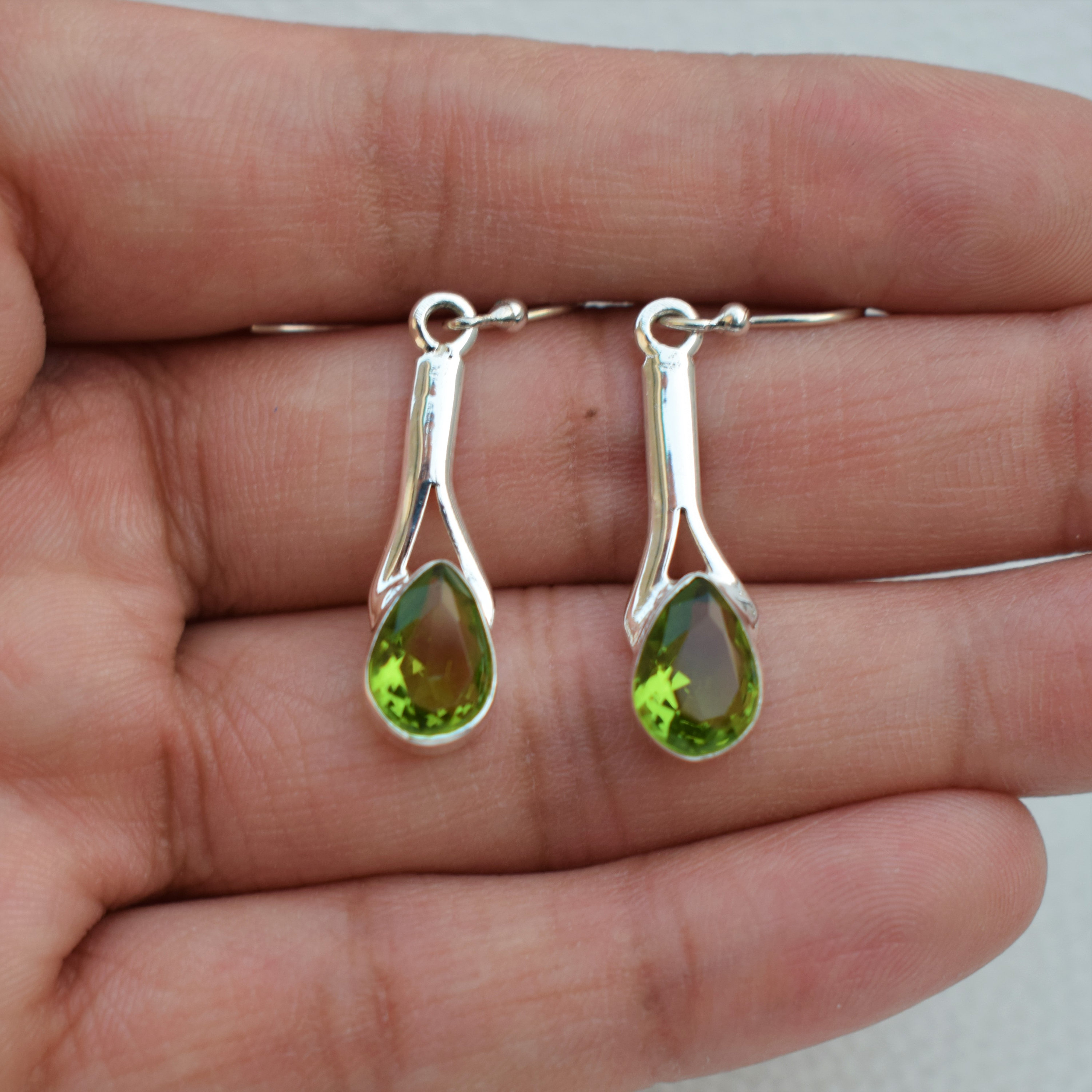 Natural Peridot Earrings, Handmade Earrings, Teardrop Peridot Earrings, 925 Sterling Silver Earrings, Gift For Her, Gemstone Earrings