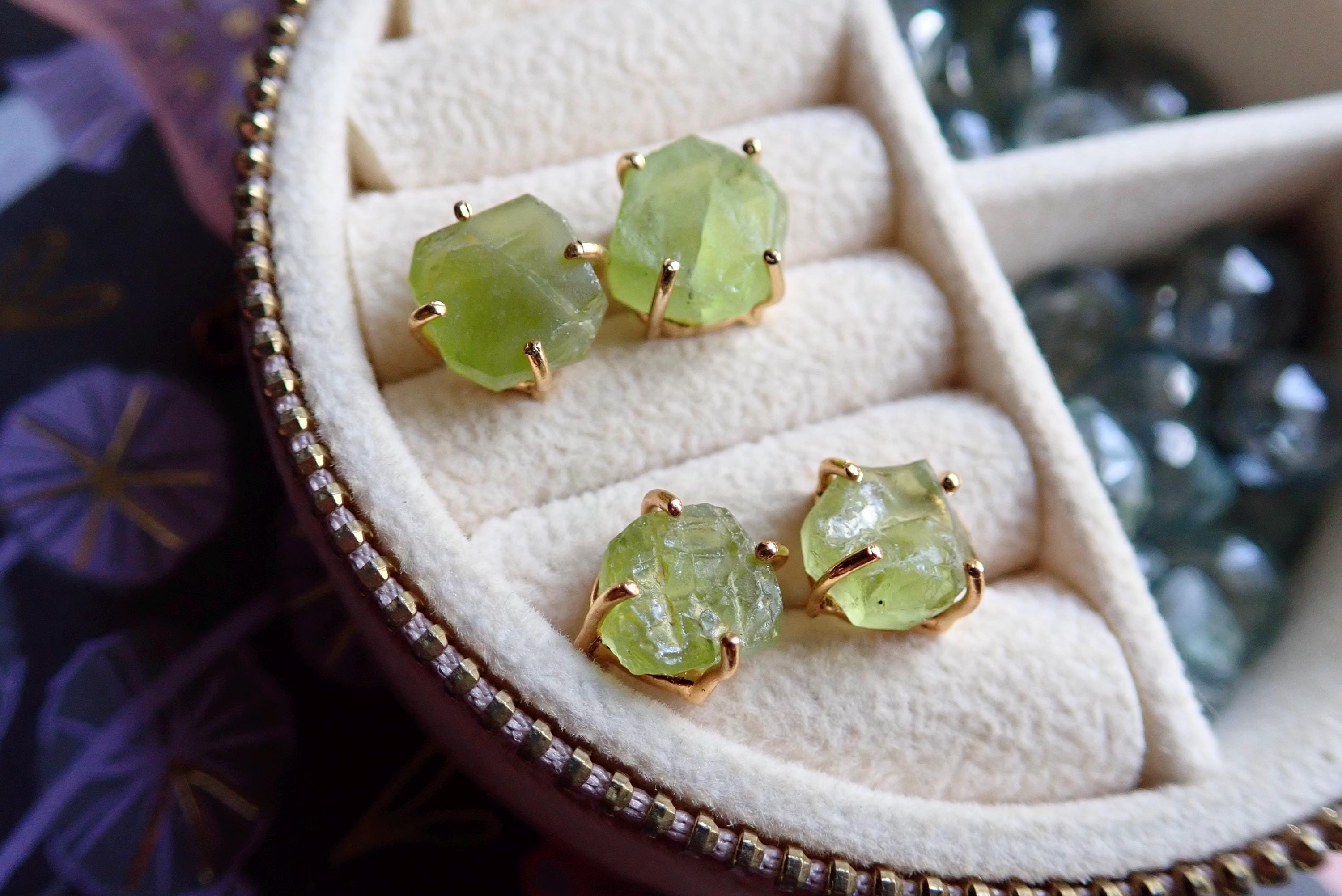 Natural Peridot Studs Earrings, Peridot Prong Post Earrings, Peridot Jewelry, August Birthstone Gift, Green Gemstone Earrings,