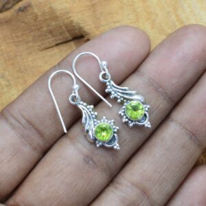 Peridot Sterling Silver Hook Earrings: Handmade Designer Jewelry Peridot Sterling Silver Hook Earrings: Handmade Designer Jewelry