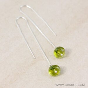 Sterling Silver Peridot Threader Earrings: August Birthstone Sterling Silver Peridot Threader Earrings: August Birthstone