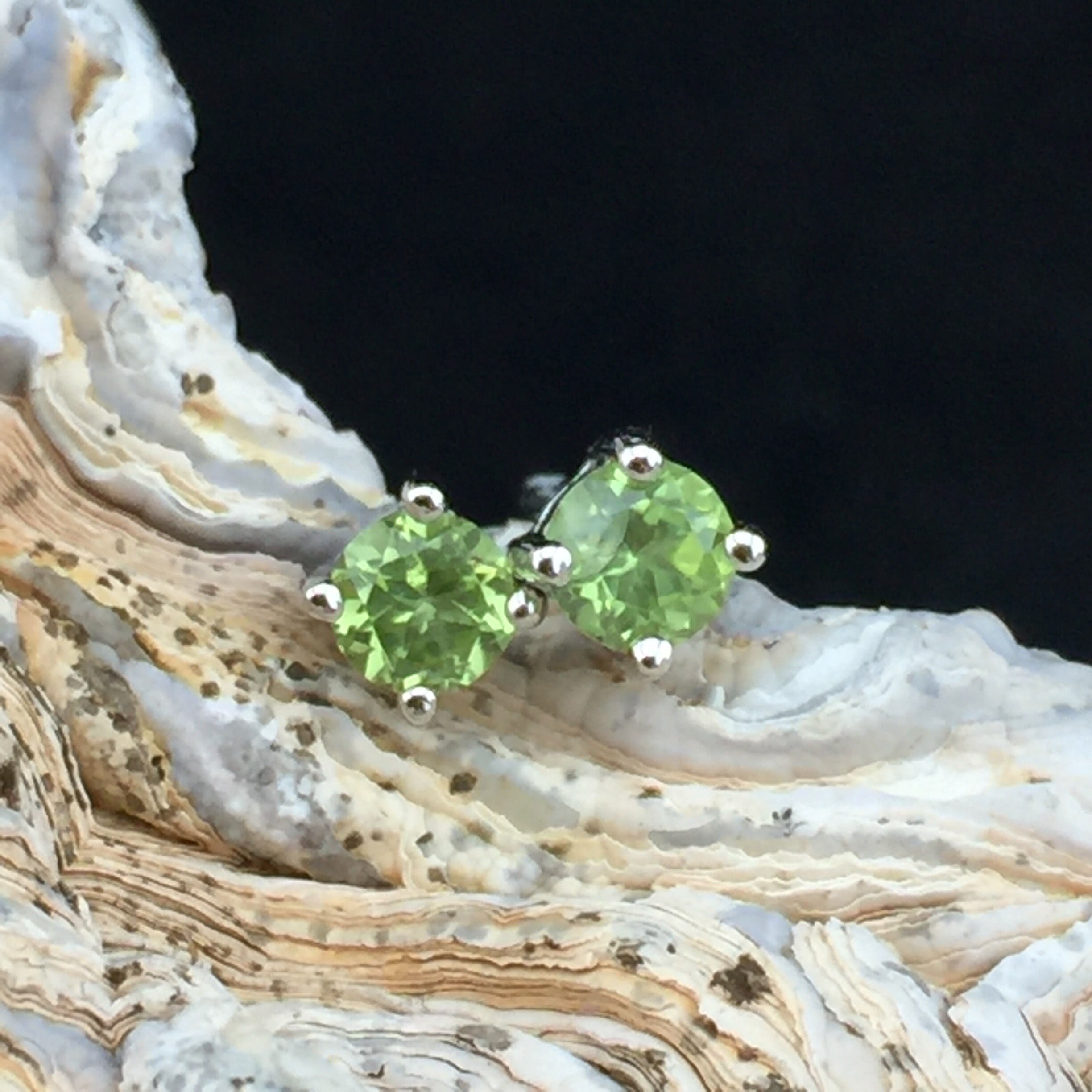 Strength And Compassion: Peridot And Sterling Silver Stud Earrings (e-1)