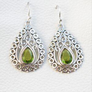 Teardrop Peridot Earrings, 925 Sterling Silver, Gemstone Earring Teardrop Peridot Earrings, 925 Sterling Silver, Gemstone Earring