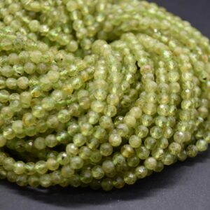 3.5mm - 4mm Peridot Gemstone Faceted Round Beads - 15" Strand | Semi-precious Gemstone Beads For Jewellery Making 3.5mm - 4mm Peridot Gemstone Faceted Round Beads - 15" Strand | Semi-precious Gemstone Beads For Jewellery Making