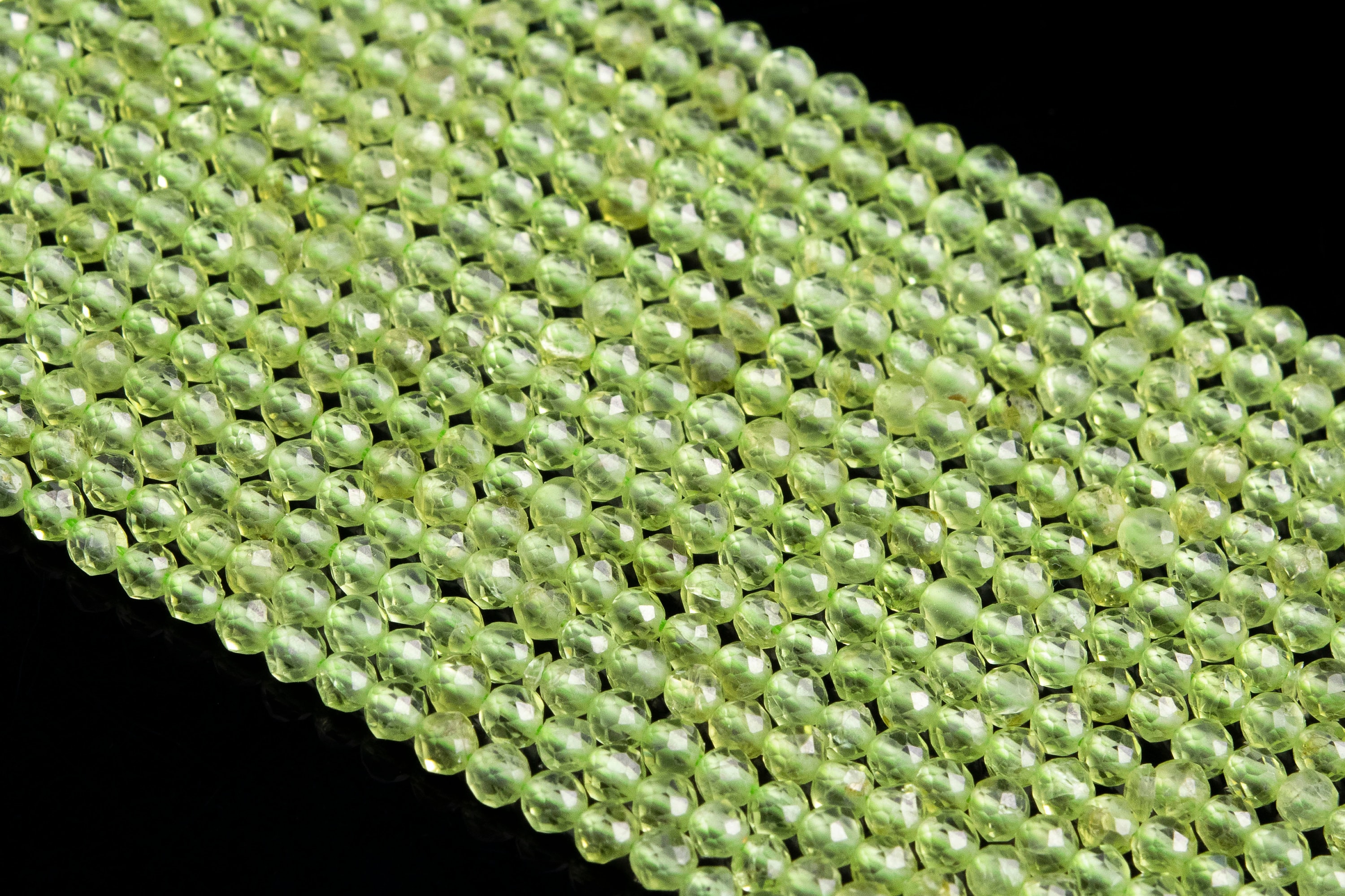3mm Peridot Beads Grade Aaa Genuine Natural Gemstone Full Strand Faceted Round Loose Beads 15" Bulk Lot Options (107642-2496)