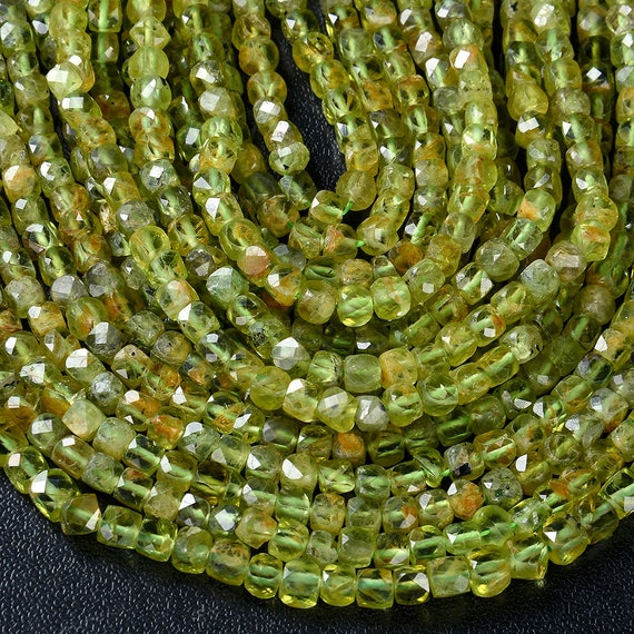 3mm Natural Peridot Gemstone Grade Aa Micro Faceted Cube Loose Beads Bulk Lot 1,2,6,12 And 50 (p44)