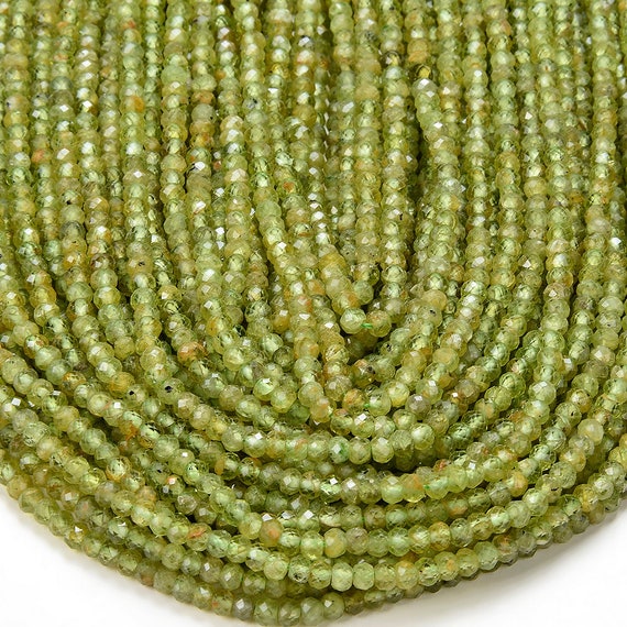 3x2mm Natural Peridot Gemstone Grade Aaa Micro Faceted Rondelle Beads 15 Inch Full Strand Bulk Lot 1,2,6,12 And 50 (80016391-p61)