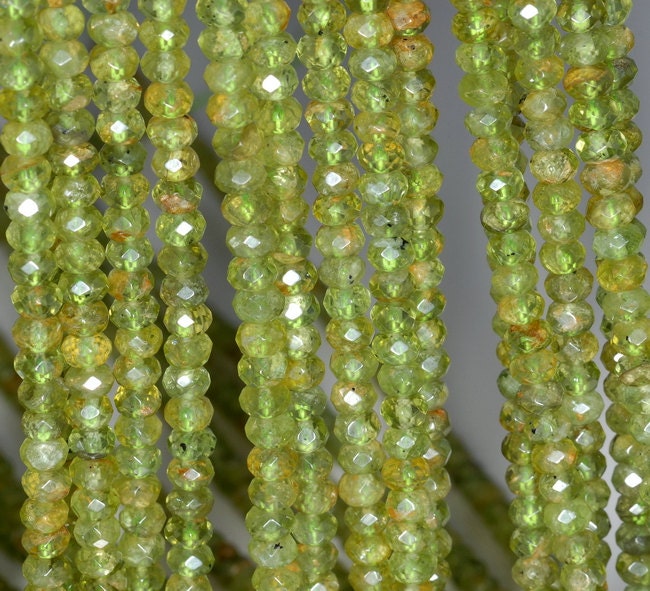 5x3mm Peridot Gemstone Green Grade Aa Fine Faceted Cut Rondelle Loose Beads 15.5 Inch Full Strand (80001692-792)