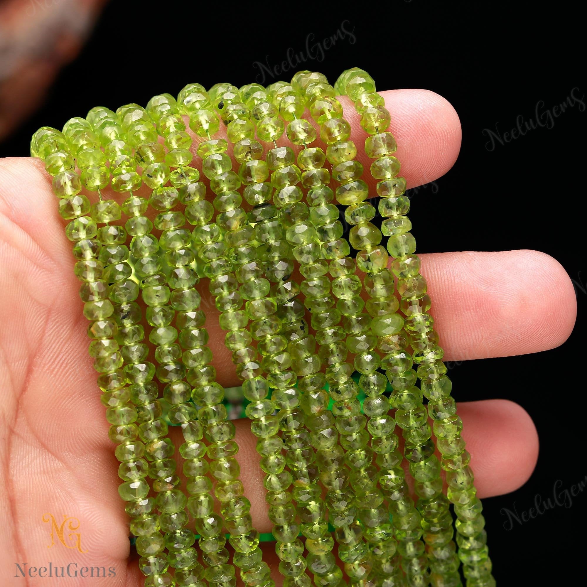 Aaa+ Green Peridot Faceted Rondelle Beads,4.5-5 Mm Natural Peridot Indian Cut Beads,8" Loose Gemstone Beads For Handmade Jewelry