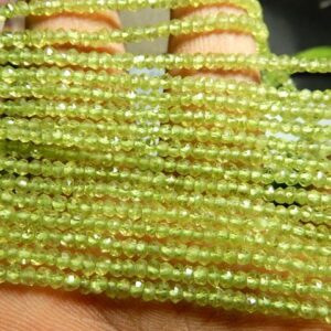 Natural Peridot Faceted Rondelle Beads, Bright Lime Green Gemstone Strand Natural Peridot Faceted Rondelle Beads, Bright Lime Green Gemstone Strand