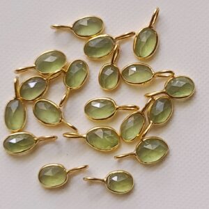 Peridot Faceted Free Form Shape Connectors, Single Loop 925 Silver With Gold Polish Bezel Findings, Peridot Charms For Jewelry - Adg503 Peridot Faceted Free Form Shape Connectors, Single Loop 925 Silver With Gold Polish Bezel Findings, Peridot Charms For Jewelry - Adg503