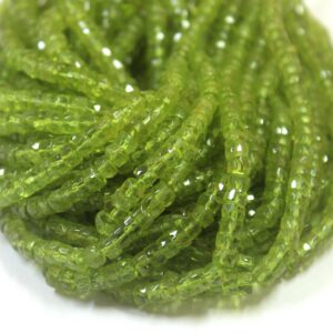 Faceted Peridot Gemstone Beads: Natural Tyre Shape, August Birthstone Faceted Peridot Gemstone Beads: Natural Tyre Shape, August Birthstone