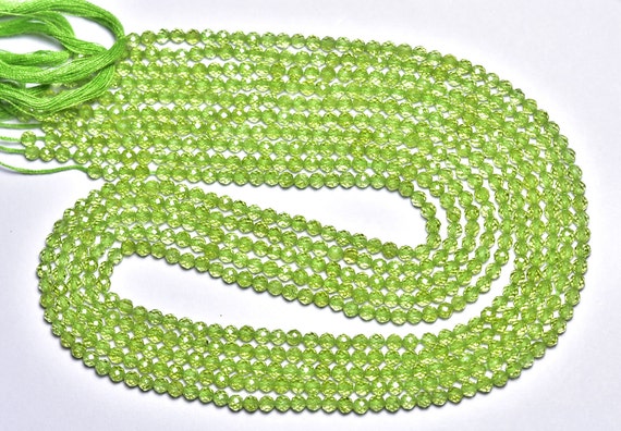 High Quality Peridot Rondelle Beads - 16 Inches - Natural Super Quality Micro Cut Faceted Peridot Rondelle Strand - Size Is 3 Mm #672