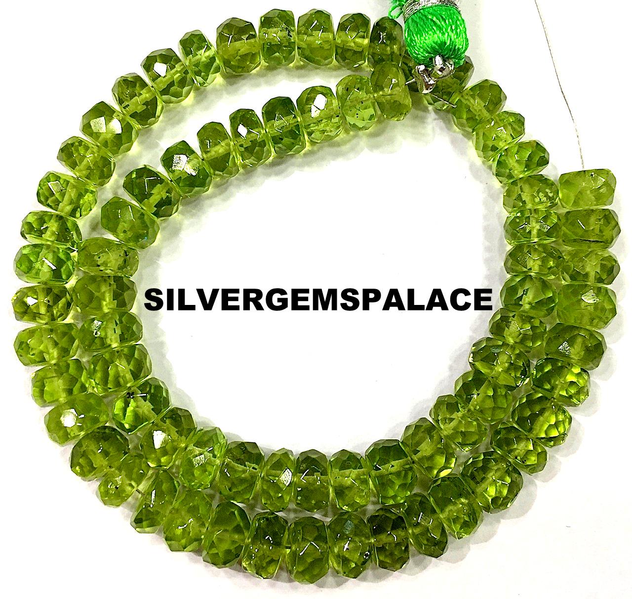 Natural Peridot Beads String 6.mm Peridot Rondelle Beads Faceted Peridot Beads Strand Great Luster Peridot Gemstone Beads 11” Peridot Chain.