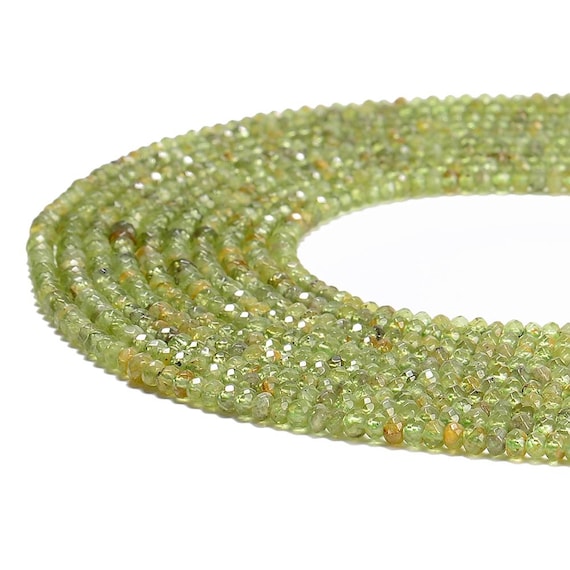 Natural Peridot Gemstone Grade Aaa 4x3mm Micro Faceted Rondelle Beads 7.5 Inch Half Strand Bulk Lot 1,2,6,12 And 50 (80020696-p119)