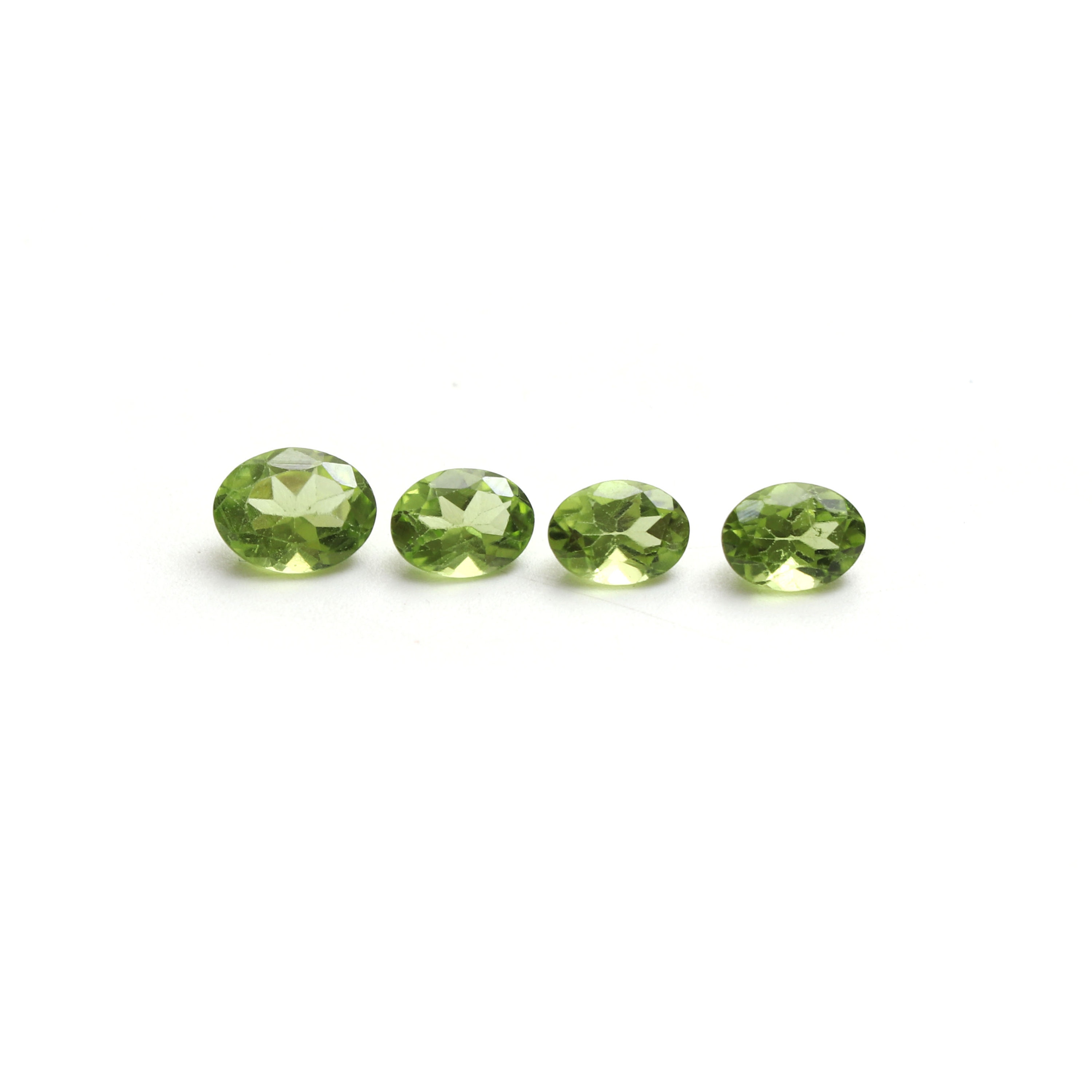 Natural Peridot Faceted Oval Loose Gemstone, Green Peridot, 6x8 Mm To 7x9 Mm, Peridot Oval Jewelry Making Gemstone, 4 Pieces