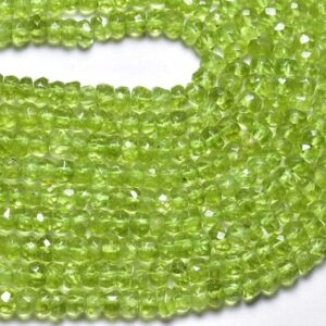 Peridot Rondelle Beads - 14 Inches - Natural Faceted Peridot Rondelle - Finest Quality - Size Is 4.50mm #1545 Peridot Rondelle Beads - 14 Inches - Natural Faceted Peridot Rondelle - Finest Quality - Size Is 4.50mm #1545