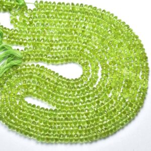 Superb Peridot Rondelle Beads - 6.3 Inches - Natural Beautiful Micro Cut Faceted Peridot Flat Rondelle - Size Is 5 - 5.2 Mm #1277 Superb Peridot Rondelle Beads - 6.3 Inches - Natural Beautiful Micro Cut Faceted Peridot Flat Rondelle - Size Is 5 - 5.2 Mm #1277