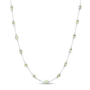 925 Sterling Silver Peridot By The Yard Necklace, Peridot Necklace, Bezel Necklace, Station Necklace, August Birthstone, Gift For Her