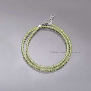 Aaa++ Peridot Beaded Choker Necklace-3mm Faceted Round Gemstone Jewelry-choker Necklace-women Anklet-handmade Necklace-bridesmaid Gifts
