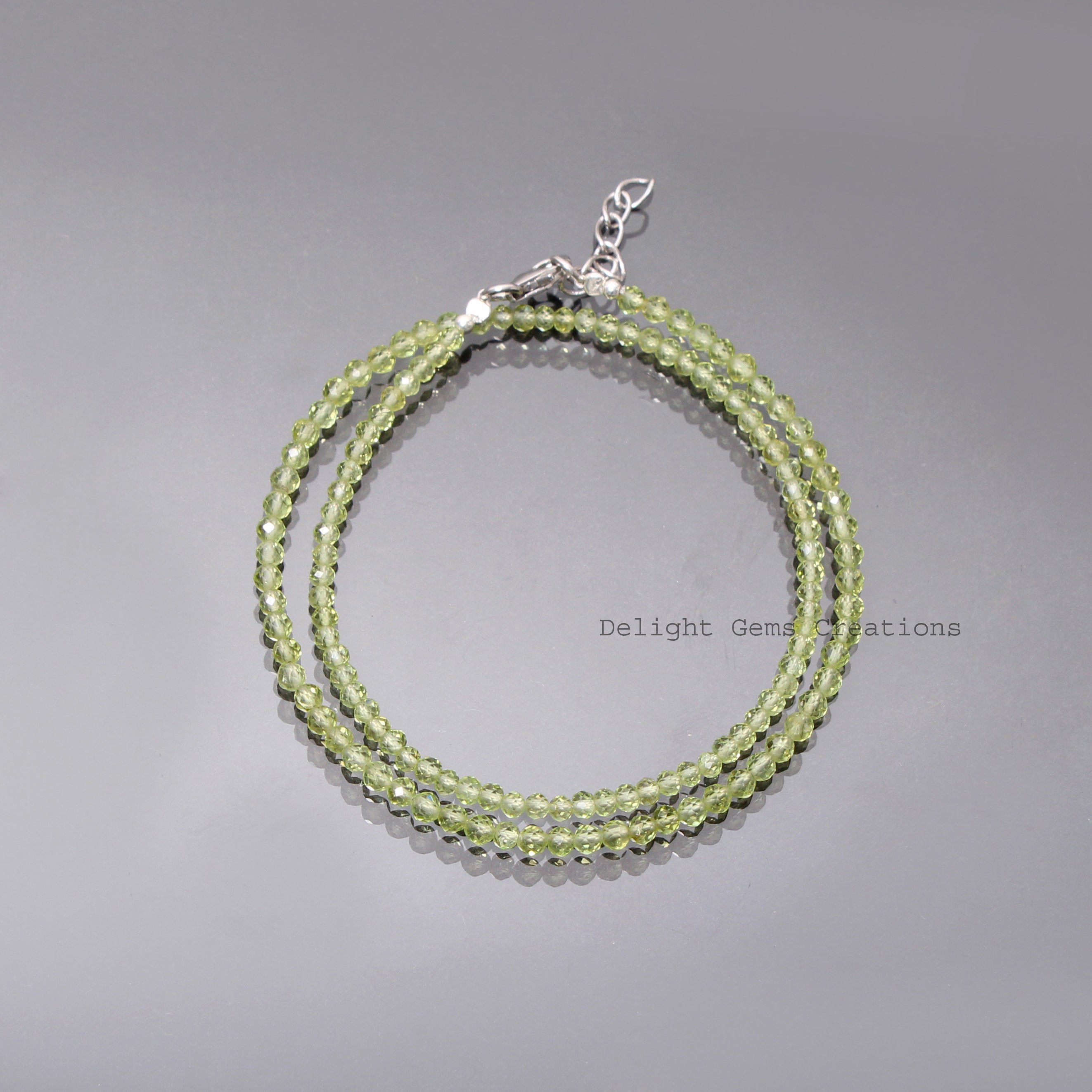 Aaa++ Peridot Beaded Choker Necklace-3mm Faceted Round Gemstone Jewelry-choker Necklace-women Anklet-handmade Necklace-bridesmaid Gifts