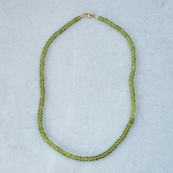 Peridot Necklace - Beaded Peridot Necklace - [enpp1213] Natural Green Gemstone - August Birthstone - 16 Year Anniversary W