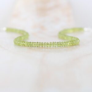 Peridot Beaded Necklace In Sterling Silver, Gold Or Rose Gold Filled, Dainty Green Gemstone Choker, Long Delicate Boho Necklace For Women