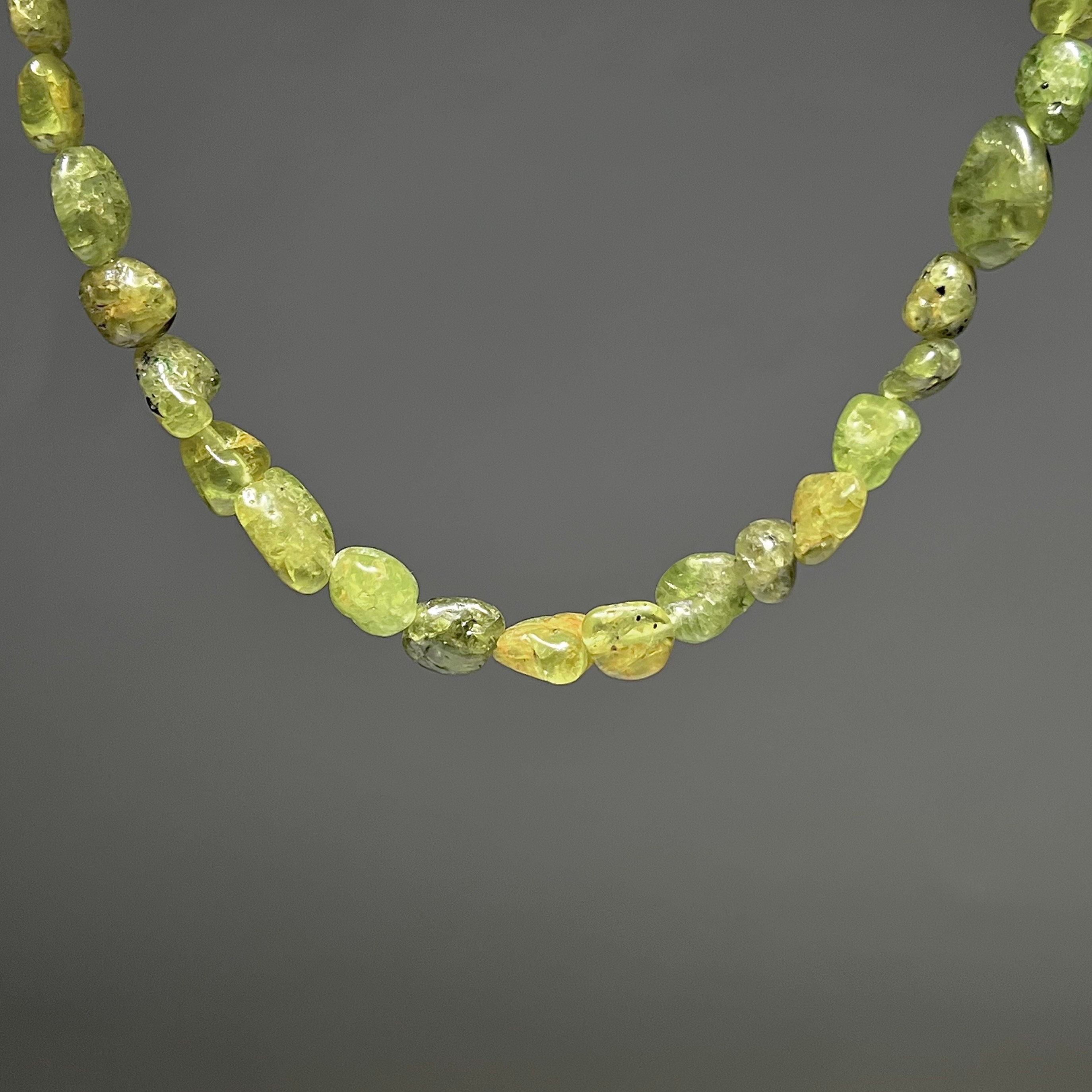 Peridot Crystal Choker: 16 Inch Handmade Gemstone Necklace