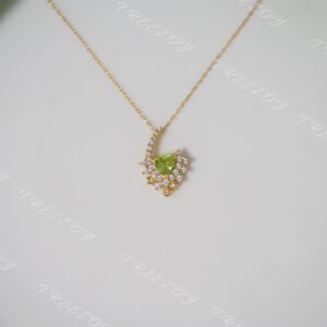 Dainty Heart Peridot Necklace: 18k Gold Plated Sterling Silver, August Birthstone