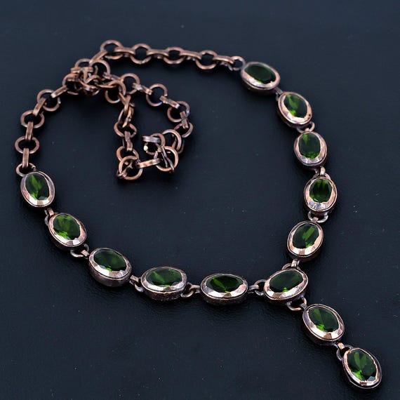 Electroformed Copper Peridot Necklace: Handmade Gemstone Jewelry