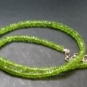 Gem Olivine Peridot Rondelle Beads Necklace From Pakistan - 17"