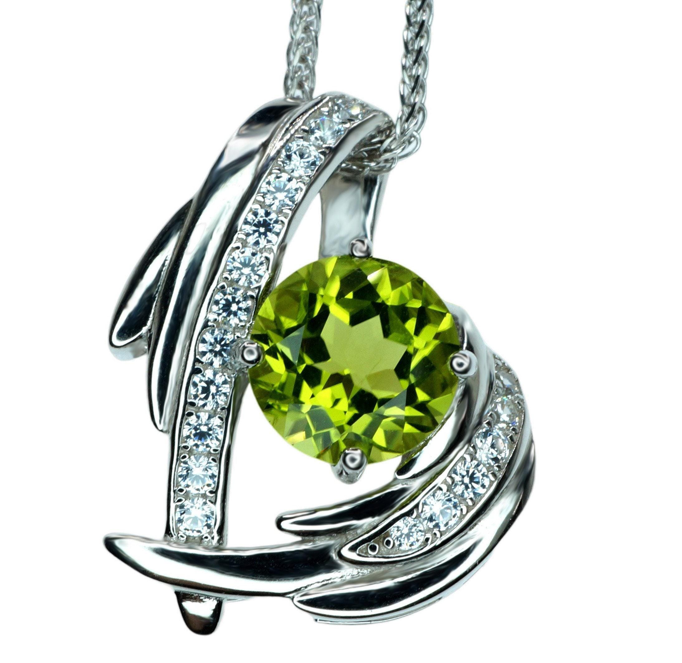 Genuine Peridot Necklace Angel Wing Necklace 18kgp @ Sterling Silver - August Birthstone - Natural Protective Green Gemstone Jewelry #911 Genuine Peridot Necklace Angel Wing Necklace 18kgp @ Sterling Silver - August Birthstone - Natural Protective Green Gemstone Jewelry #911
