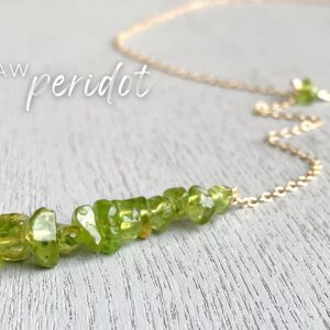 Genuine Peridot Necklace Silver, August Birthstone Crystal Necklace, Raw Green Crystal Long Necklace Gold, Green Gemstone Lariat Necklace