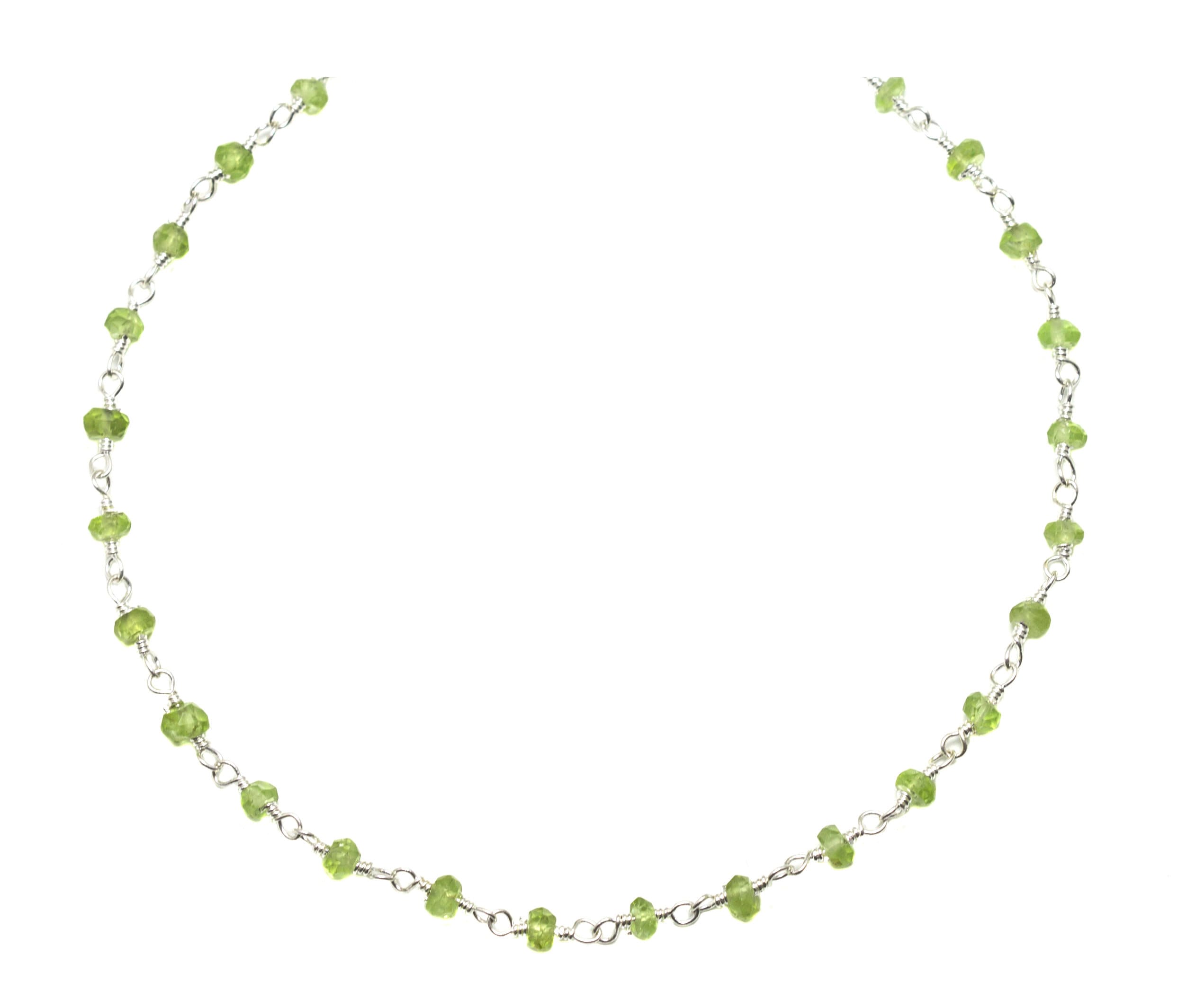 Green Peridot Necklace Natural Faceted Spaced  Beaded 14k Gold Fill Or Sterling Silver 18 19 Inch Soft Green Dainty Daily Lightweight Beaded