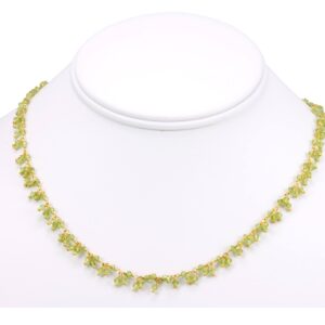 Green Peridot Necklace Natural Faceted Cluster Style 14k Gold Fill Or Sterling Silver 18 19 Inch Soft Green Dainty Daily Lightweight Beaded