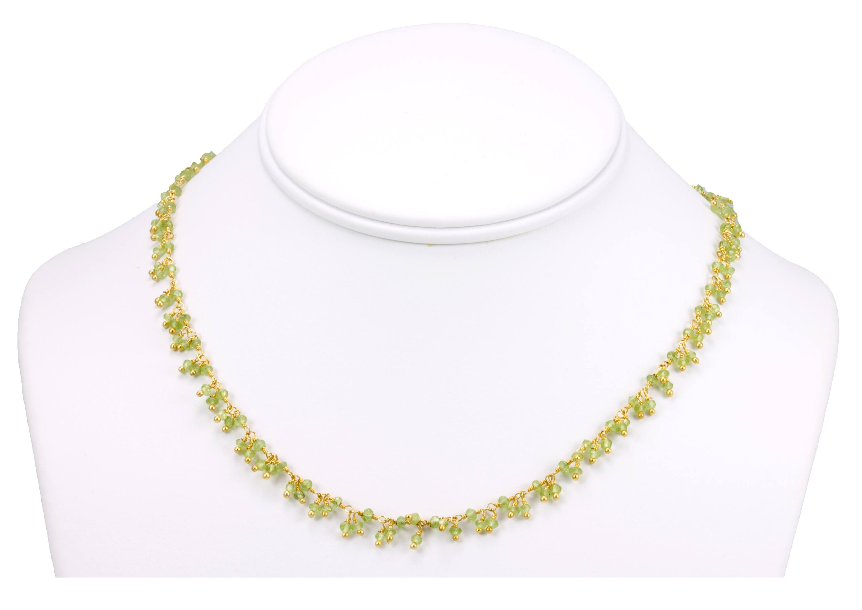 Green Peridot Necklace Natural Faceted Cluster Style 14k Gold Fill Or Sterling Silver 18 19 Inch Soft Green Dainty Daily Lightweight Beaded