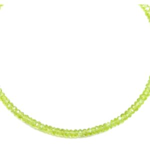 Green Peridot Necklace Natural Solid Strand 14k Gold Filled Or Sterling Silver 18 19 Inch Soft Peridot Faceted Rondelles Beaded