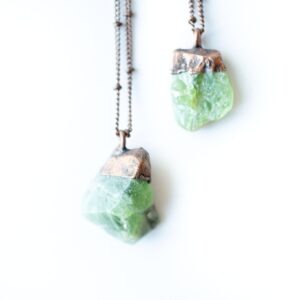 Green Peridot Necklace | Raw Peridot Necklace | Peridot Necklace | Electroformed Jewelry | Peridot Jewelry | Raw Crystal Necklace