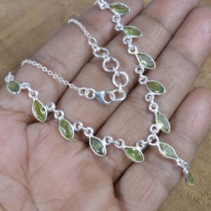 Green Peridot Sterling Silver Necklace: August Birthstone Jewelry