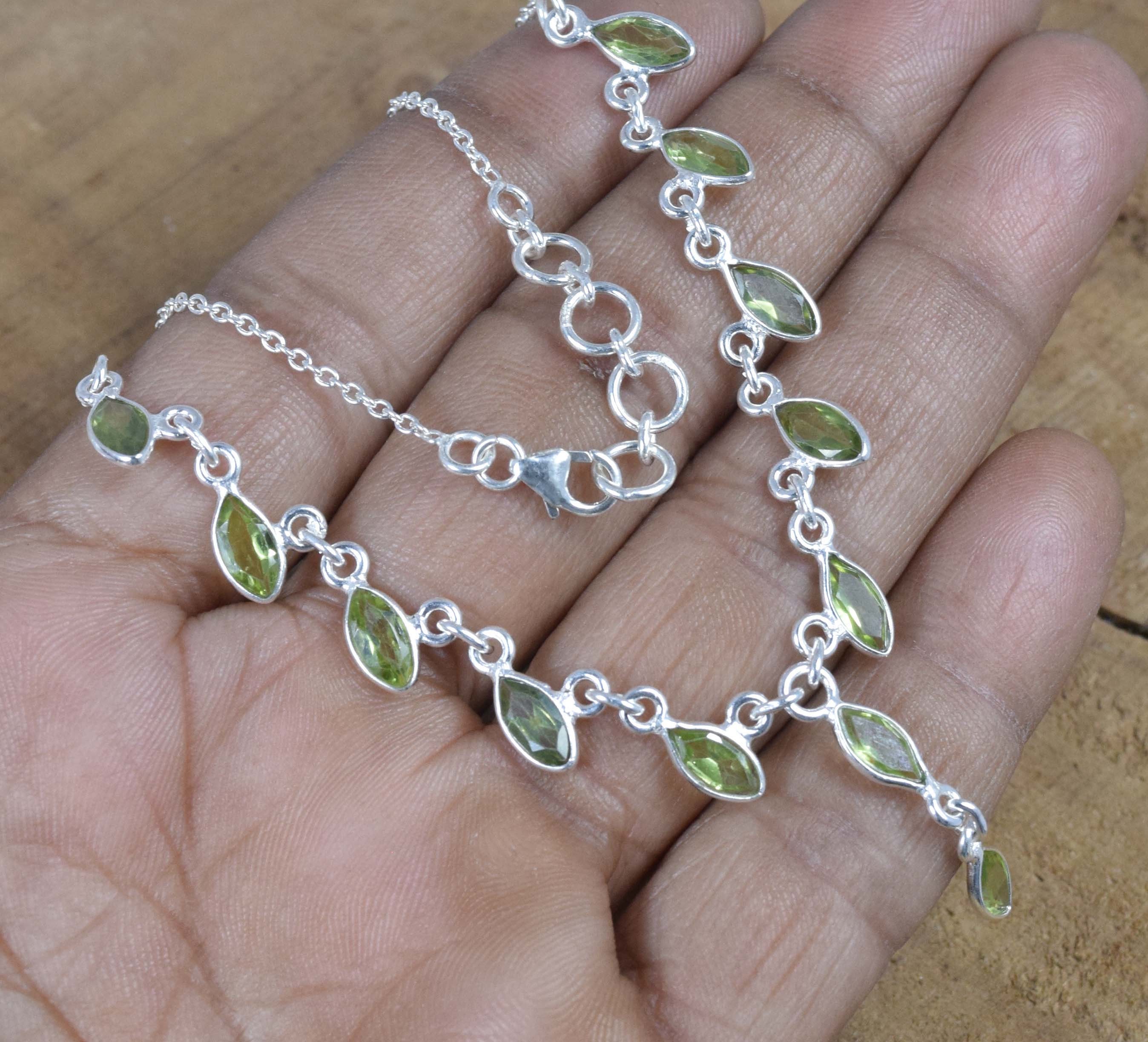 Green Peridot Sterling Silver Necklace: August Birthstone Jewelry