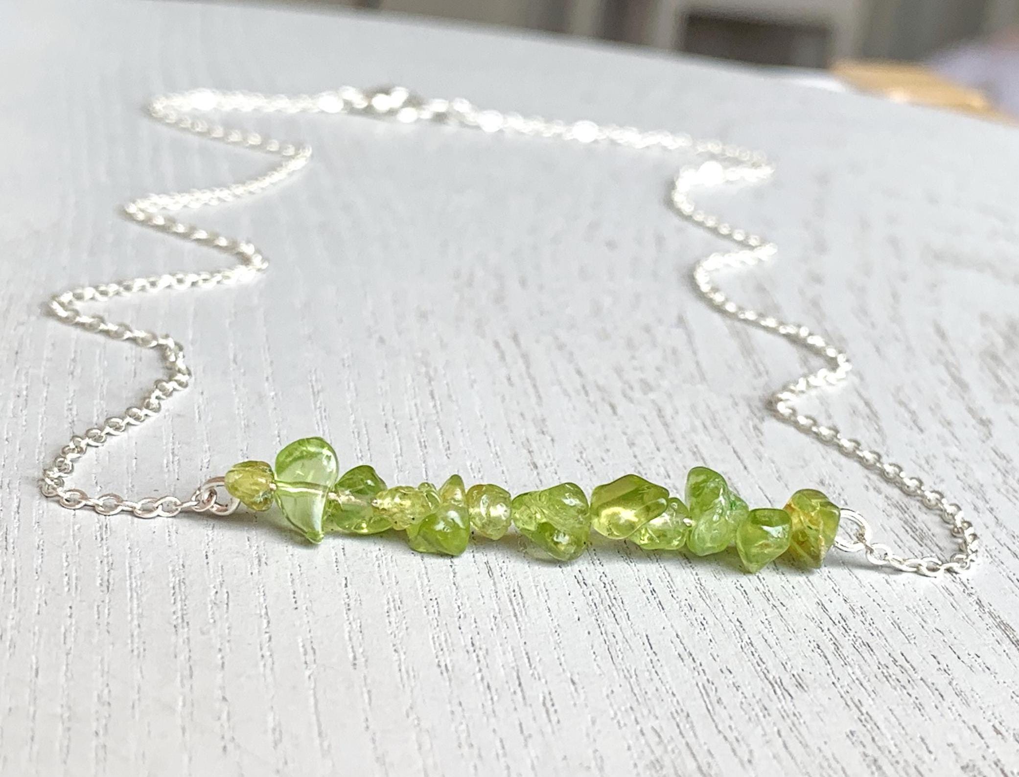 Handcrafted Peridot Necklace 14k Gold, Green Crystal Necklace Sterling Silver, August Birthstone Necklace, Green Gemstone Crystal Jewelry
