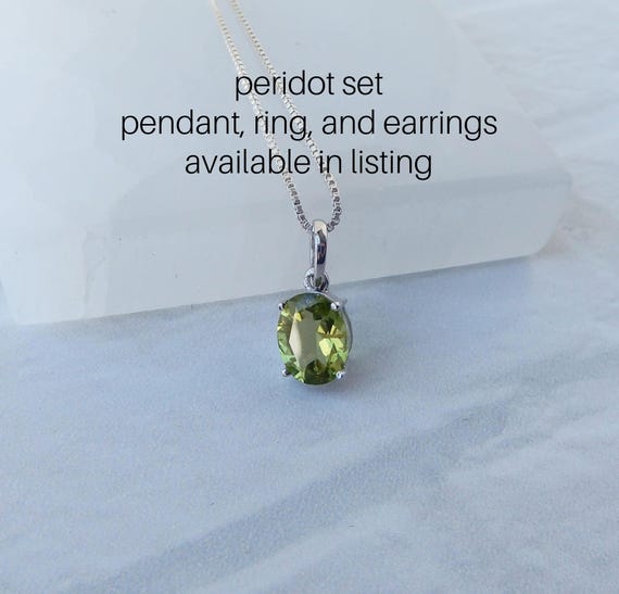 Peridot Jewelry Set Sterling Silver • Genuine Peridot Necklace • Peridot Earrings • Peridot Ring • August Birthstone Jewelry • Holiday Gift