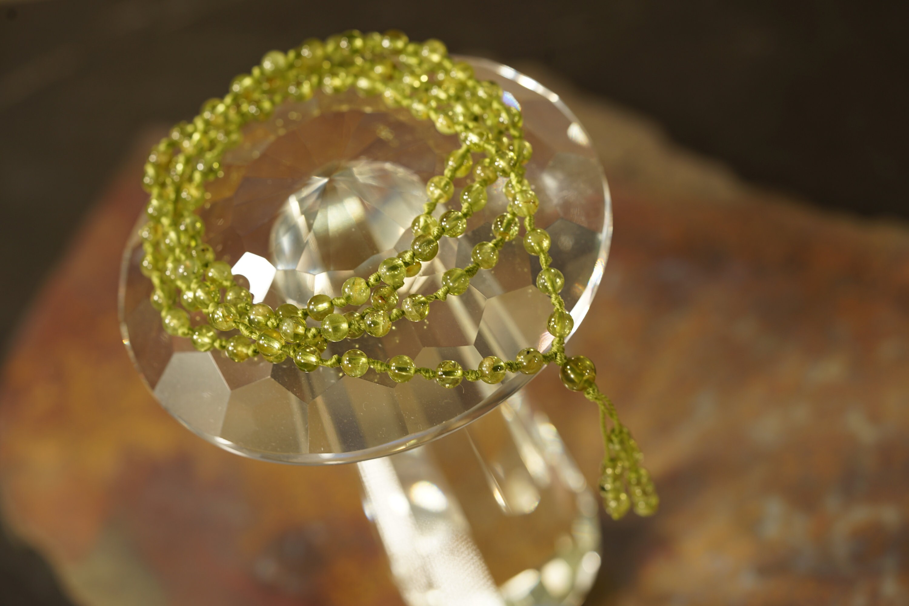 Peridot Mala Necklace • Gem Of The Sun • Earth Energy Mala • 4mm • Natural Peridot • Dainty Mala Necklace • Heart Chakra Mala • 108 • Ag4812