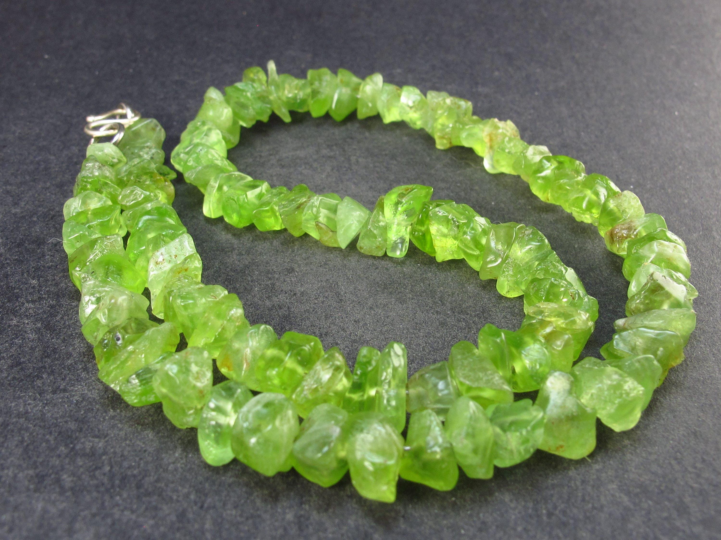 Natural Gemmy Peridot Olivine Crystal Necklace From Pakistan - 17"