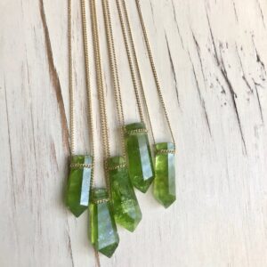 Peridot Point Necklace: 14k Gold Filled Chain, Gemstone Jewelry