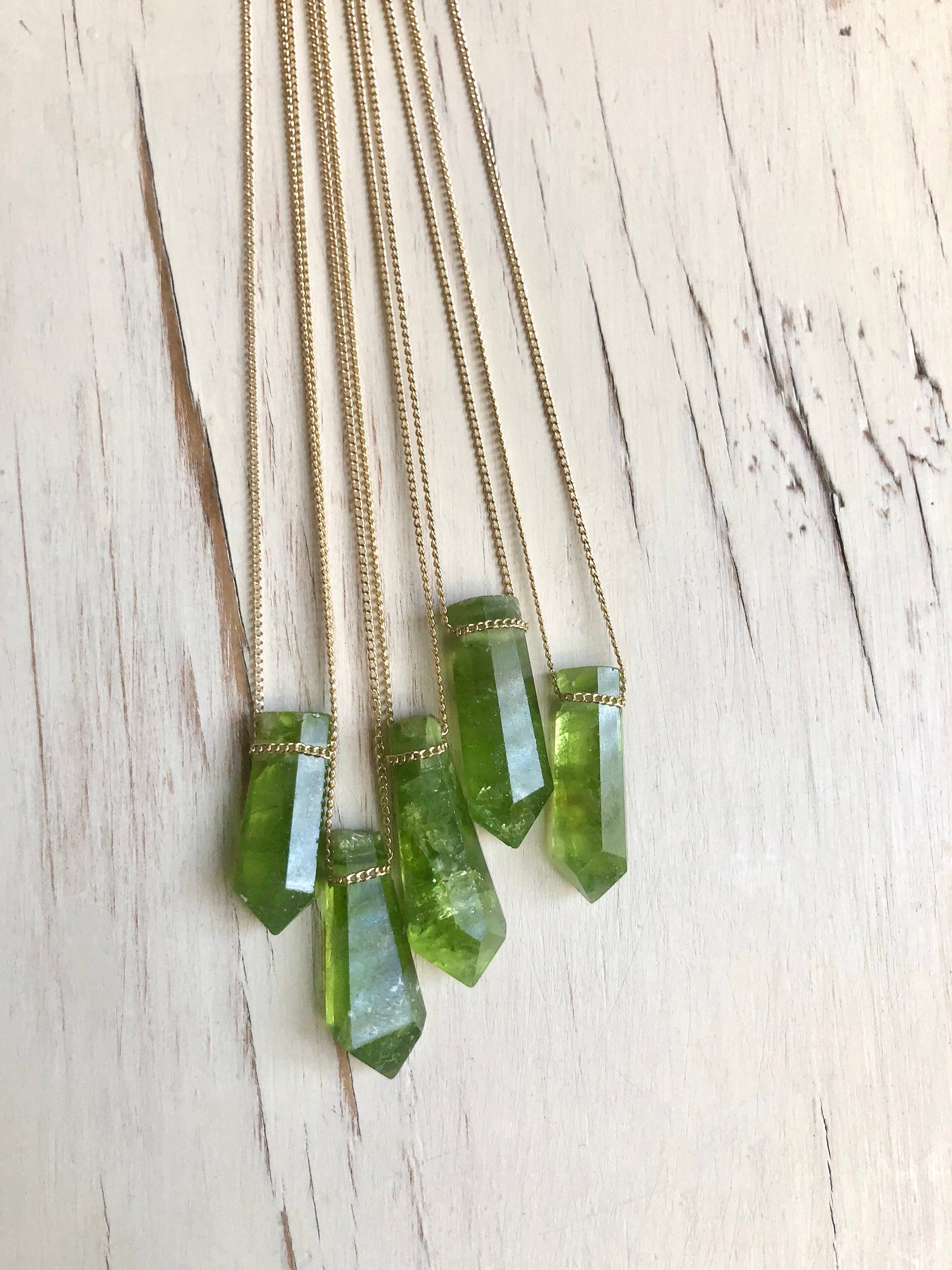 Peridot Point Necklace: 14k Gold Filled Chain, Gemstone Jewelry