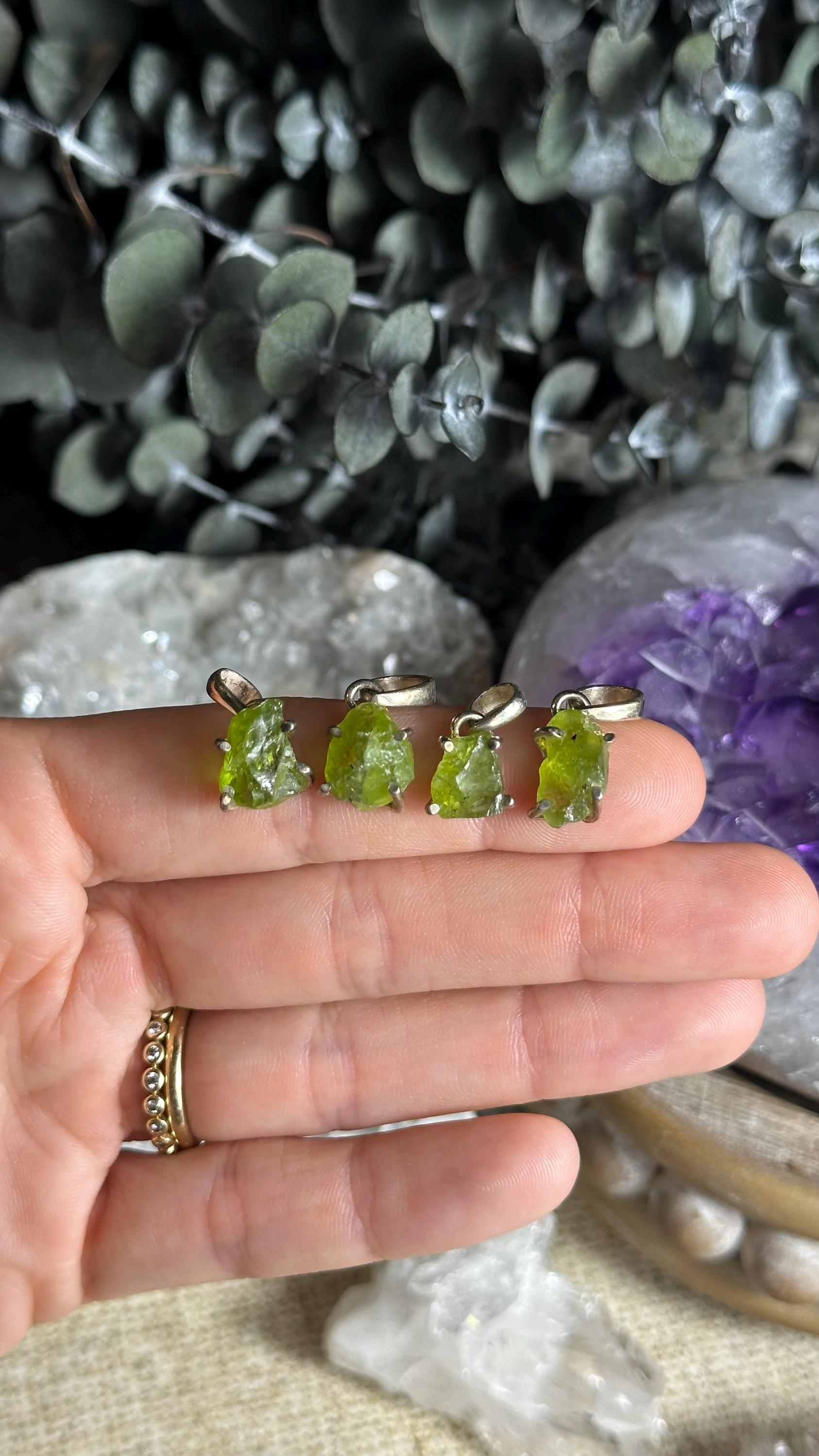 Raw Peridot .925 Silver Necklace