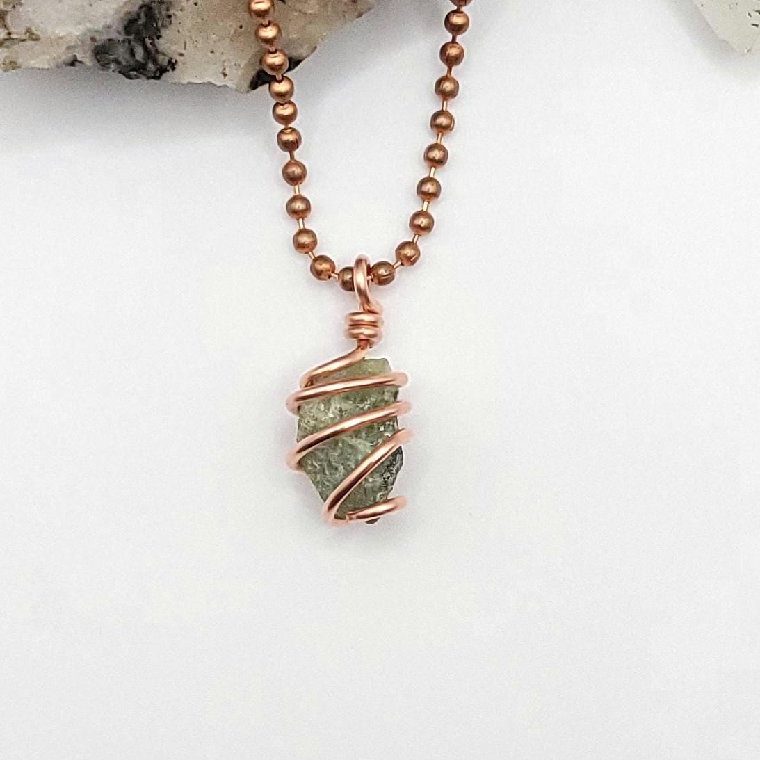 Raw Peridot Necklace In Copper: Abundance & Growth Crystal Jewelry
